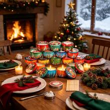 HIZTGHC 50pcs Christmas DIY Candle Making Kit For Beginners, 10 Random Pattern Empty Candle Jars With Lids, Includes Candle Wicks, Wick Holders And Wick Stickers, Handmade Candle Making Materials For Holiday Decoration And Gifts - Christmas 50Pcs/set - View 2