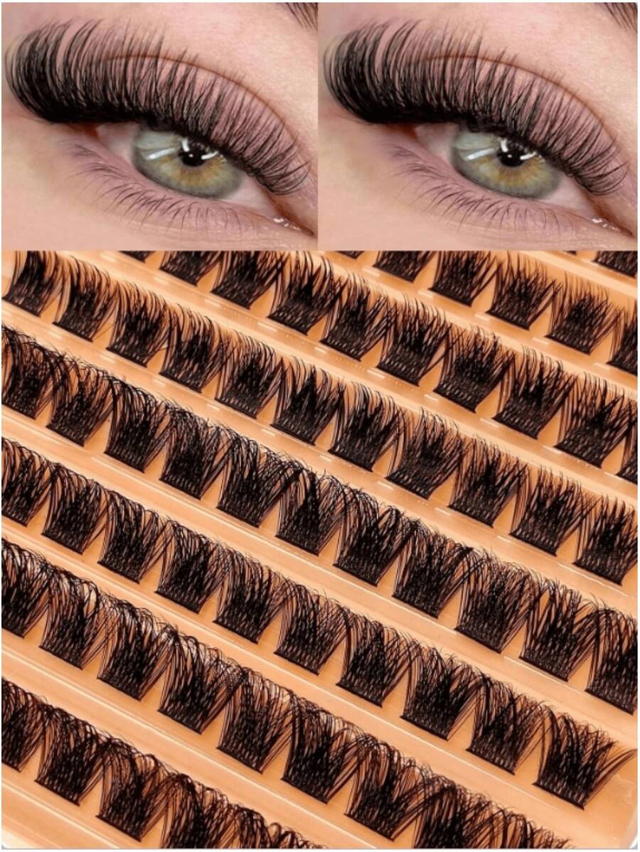 120pcs Reusable Natural Curly False Eyelash Clusters DIY Lash Extensions Fluffy Soft Comfortable - D - View 1