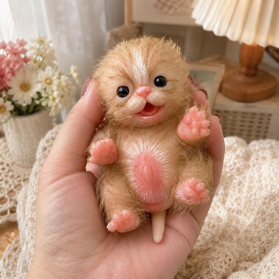 6 Inch Kitten Reborn Silicone Baby Doll Full Solid Silicone Handmade ...