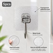 Heavy Duty Hooks, 1-30pcs/Pack, No-Drill Wall Mount Self-Adhesive Removable Transparent, Waterproof Rust-Proof, Suitable For Bathroom, Kitchen, Home And More - One Size - View 15