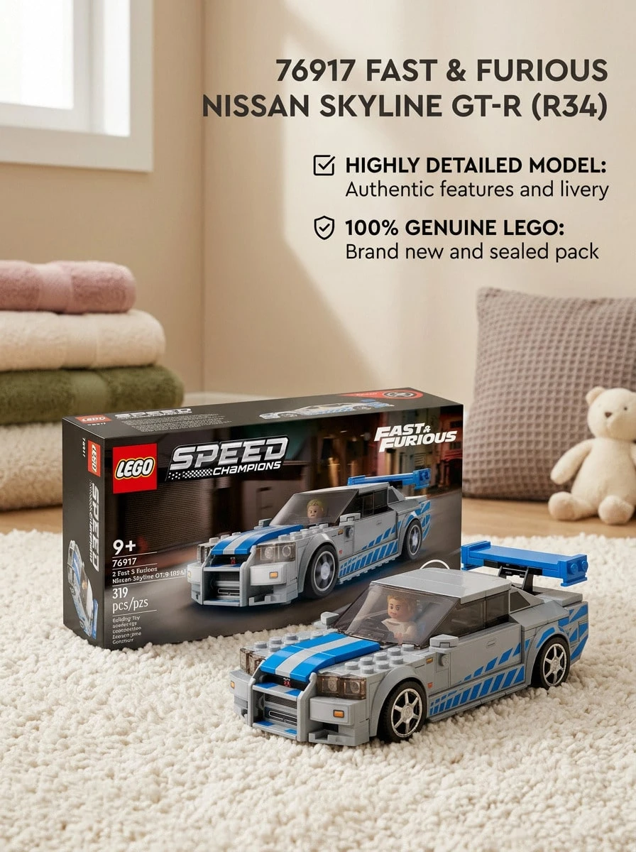 LEGO Speed Champions 2 Fast 2 Furious Nissan Skyline GT-R (R34) Kids 9Years+ 76917 - Multicolor - View 1