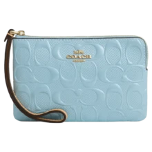 Coach Iconic Canvas Striped Rounded Zipper Clutch Bag - Blue - View 7
