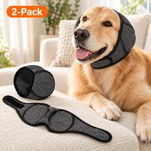 2 Packs Dog Ear Muffs For Noise Protection, Winter Warmth Adjustable Collar, Waterproof Dog Ear Covers For Anxiety Hematoma & Grooming, No Shake Ear Wrap Comfortable Quiet Dogs Calming Hood Blow Drying Headband Wraps (Grey) - Dark Grey - View 1