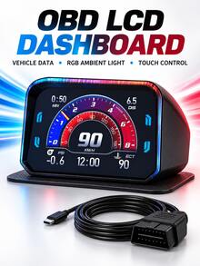 HUD Car Head-Up Display - OBD2 GPS Dual System Car HUD Display - Digital GPS Speedometer With Water Temperature, Voltage, RPM - Universal Head-Up Display Suitable For Most Vehicles - Head-up Display - View 10
