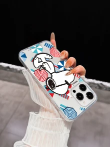 Miniso Official Snoopy Transparent Full Coverage Phone Case Compatible With IPhone 17 Pro Max, 17, 16 Pro Max, 15 Pro Max, 16 Pro Max, 14, 13, 12, 11, 14 Pro, 15 Plus, 12 Pro, 16 Plus, XS, 14 Pro Max, 13 Pro And Other Models, Cute Cartoon Print - Clear - View 2