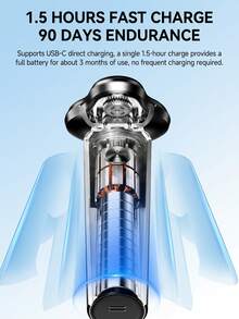 SKYWORTH 1pc Smart Rotary Electric Shaver For Men, Cost-Effective, IPX7 Waterproof With Magnetic Detachable Blade Head, Suitable For Travel And Gift - Style a - View 6