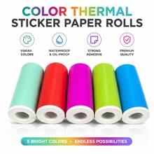 Mini Thermal Printer Sticker Paper 5/10 Rolls Colored Sticker Roll 57x25mm Self Adhesive Thermal Sticker Paper For Sticker Boxes, Crafts, And Notes, With Ink-Free Printing For Creative Projects - View 3