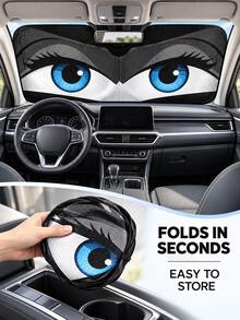 Windshield Sun Shade, Car Front Windshield Sun Visor, Sun Visor Protection, Foldable 190T Sun Visor, Keep Vehicle Cool - Interesting Eyes - View 4