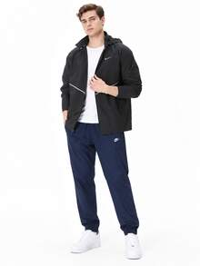 Nike New Men's Fitness Training Woven Hooded Windbreaker Running Sports Jacket - Black - View 1