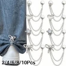 2/4/6/8/10Pcs Multi-Functional Clothing Clips, Suitable For Hemming, Metal Star, Heart, Bow Shirt, Pants, Clasp, Decoration, Long Jeans Leg Cuff Button Chain Magnetic Buckle, Clothing Accessories - Multicolor - View 2