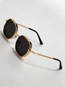 Gold Vintage Fashion Gold Rim Versatile Old Money Style Glasses - Gold - View 2