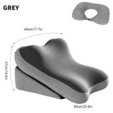 Reading Pillow For Bed Back Rest Lumbar With Support Arm Seat Cushion Lounger, Includes An Inflatable Neck Pillow - Grey - View 8