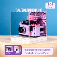 1pc Adult 6 Styles Mini Camera Building Blocks Set, Light And Shadow Machine Brick Model With Display Box, DIY Assembly Puzzle, Creative Desktop Ornament, Ideal Birthday Holiday Surprise Gift & Party Favor - Multicolor - View 9