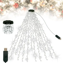 400/220 LED Christmas Waterfall Tree Lights, USB Powered, 10 Lighting Modes, LED Indoor String Lights, White Holiday Decorative Lights, Suitable For Indoor/Outdoor, Garden, Party, Wedding, Festival, Christmas Tree, Christmas Decoration - white light - View 3