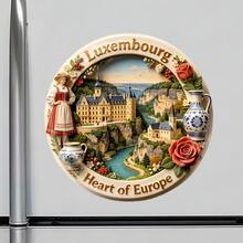 Luxembourg Fridge Magnet, A Fairytale Castle Keepsake From The Heart Of Europe For Cozy Kitchen Daydreams For All Metal Surfaces Throughout The Home - A - View 2