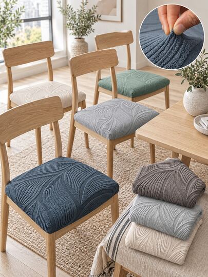 Funda de silla ajustada con textura en relieve elástica elegante, funda protectora de muebles para el hogar, funda de silla de comedor elástica de moda, funda renovable para taburete de cocina, funda protectora de muebles para el hogar
