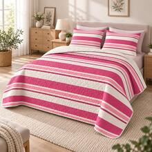 1PC Navy Blue Linear Pattern Single Bed Cover (Bed Cover 1, Pillowcase Not Included) Breathable & Comfortable, Suitable For All Seasons, Holiday Gift, Ideal For Hotels, Guest Houses, Bedrooms, Ultra-Soft Breathable & Sweat-Absorbent Bedding - Multicolor - View 8