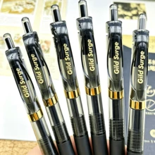 Large Capacity Clickable Neutral Pens (Available In 1, 3, Or 6 Pack), Featuring Stylish Black And Gold Color Design, 0.5mm ST Tip And Quick-Dry Black Ink, Smooth And Fluid Writing, With Convenient Pen Clip; Perfect For Students' Exams, Office Work And Campus Learning. - Sets - View 5