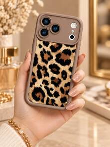 1pc Vintage Plush Texture Leopard Print Phone Case, Maillard Coffee Color Wild Leopard Spot Pattern, Coffee Color Full Coverage Matte Anti-Fall Silicone Protective Shell Compatible With IPhone 18 17 16 15 14 13 12 11/Pro/ProMax/X/XR/XS/XSMAX/7/8/PLUS Compatible With Samsung/Honor - Khaki - View 8