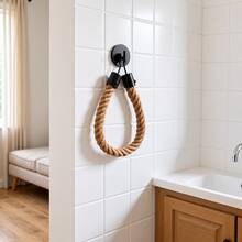 2pcs/Set Rope Wall-Mounted Toilet Paper Holder, Self-Adhesive Toilet Paper Roll Storage Rack, Rustic Hemp Rope Bathroom Accessory, Suitable For Bathroom, Restroom, Farmhouse Style Home Decor, Space-Saving Countertop, Sturdy Support For Toilet Paper - Multicolor - View 5