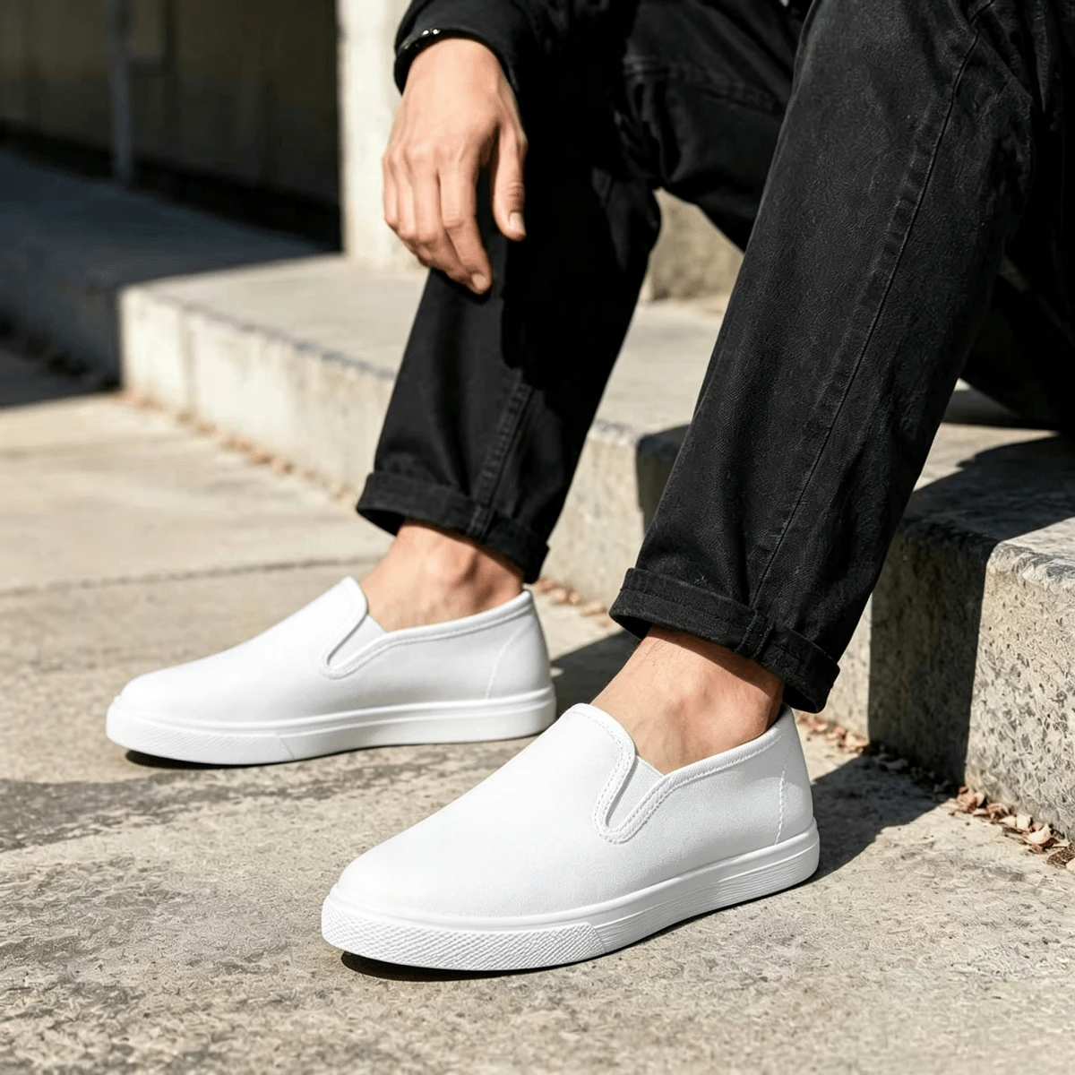 Black Canvas Slip-On Shoes, Lightweight Breathable Casual Slip-On Design, Suitable For All Seasons, Daily Commute, Outdoor Walking, Vacation