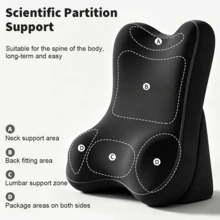 Reading Pillow For Bed Back Rest Lumbar With Support Arm Seat Cushion Lounger, Includes An Inflatable Neck Pillow - Black - View 4