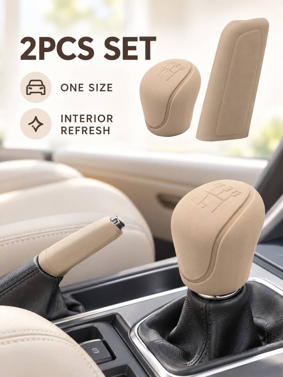 2pcs Silicone Gear Shift And Handbrake Cover Set, Non-Slip Gear Knob Sleeve And Parking Brake Grip Protector, Coordinated Car Interior Accessories For Compatible Gear Levers And Handbrakes - A - View 1