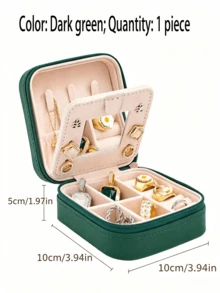 1pc Travel Jewelry Box With Mirror, Mini Jewelry Organizer For Necklace And Earring Storage, Pink Travel Essential, Suitable As Gift For Women, Large Capacity, Portable Jewelry Storage Box. - Multicolor - View 7