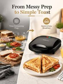 SOKANY Triangle Electric Sandwich Maker Non-Stick Panini Grill For Breakfast - Black - View 8