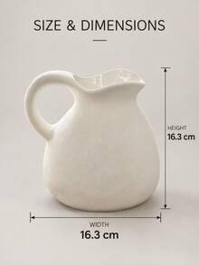 1pc Cream White Ceramic Water Pitcher Vase, Rough Textured Pottery Flower Pot With Handle And Wavy Spout, Rustic Modern Home Decor, Suitable For Living Room, Entryway, Shelf, Mantel, Coffee Table, Dining Table Centerpiece, Housewarming Gift - Short and Stout Water Bottle Vase - View 11