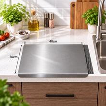304 Stainless Steel Cutting Board With PVC Non-Slip Mat, Kitchen Metal Cutting Board, Double-Sided Food Preparation Board, Suitable For Meat, Fruit, Vegetables And Dough - View 13