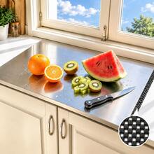 304 Stainless Steel Cutting Board With PVC Non-Slip Mat, Kitchen Metal Cutting Board, Double-Sided Food Preparation Board, Suitable For Meat, Fruit, Vegetables And Dough - View 3