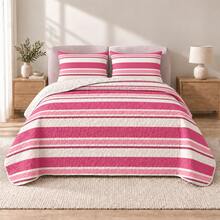 1PC Navy Blue Linear Pattern Single Bed Cover (Bed Cover 1, Pillowcase Not Included) Breathable & Comfortable, Suitable For All Seasons, Holiday Gift, Ideal For Hotels, Guest Houses, Bedrooms, Ultra-Soft Breathable & Sweat-Absorbent Bedding - Multicolor - View 1