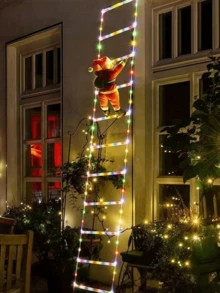 Lampu Natal LED Bentuk Tangga dengan Santa Claus yang Sedang Mendaki, Lampu Hias Warna-warni, Cocok untuk Dekorasi Natal, Ulang Tahun, Pesta, Halloween, Tahun Baru, Pencahayaan Suasana Perayaan, dan Dekorasi Estetika Rumah. - 2026 - View 3