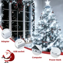 400/220 LED Christmas Waterfall Tree Lights, USB Powered, 10 Lighting Modes, LED Indoor String Lights, White Holiday Decorative Lights, Suitable For Indoor/Outdoor, Garden, Party, Wedding, Festival, Christmas Tree, Christmas Decoration - white light - View 5