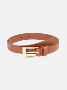 1pc/3pcs Solid Color Casual PU(Polyurethane) Women's Belt Suitable For Daily Use With Rectangular Buckle - A - View 19