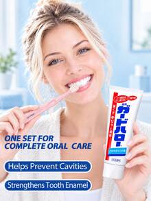 Kao Guardhalo Toothpaste Set (Includes Toothbrush, 165g): Fluoride Formula, Removes Odor, Naturally Whitens Teeth, Freshens Breath, Suitable For Daily Home Oral Care - Kao Toothpaste + Toothbrush - View 2