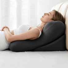 Reading Pillow For Bed Back Rest Lumbar With Support Arm Seat Cushion Lounger, Includes An Inflatable Neck Pillow - Black - View 5