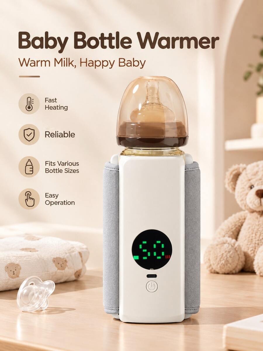 Portable Baby Bottle Warmer, Suitable For Travel And On-The-Go Use, Fast Heating, Battery Life Up To 5 Hours, Precise Temperature Control, Equipped With 2000mAh Large Capacity Battery - Multicolor - View 1