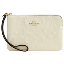 Coach Iconic 帆布條紋圓弧拉鍊手拿包 - 杏色 - 查看 8