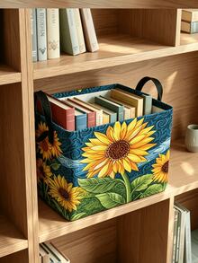 Multifunctional Storage Basket, Vacuum Storage Bags, Sunflower Print Storage Basket, Home Storage Essential, Clothing Organizer, Large Capacity Storage, Suitable For Home, Rental, Dorm, Practical Housewarming Gift, Portable Storage Bin, Home Organization Must-Have Storage Set - Multicolor - View 7