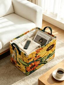 Multifunctional Storage Basket, Vacuum Storage Bags, Sunflower Print Storage Basket, Home Storage Essential, Clothing Organizer, Large Capacity Storage, Suitable For Home, Rental, Dorm, Practical Housewarming Gift, Portable Storage Bin, Home Organization Must-Have Storage Set - Multicolor - View 4