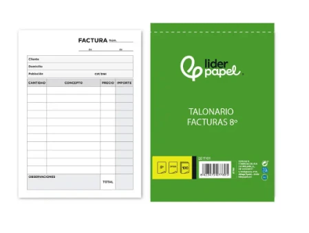 Liderpapel 1/8th Invoice Book - No VAT - 101. Designed For Those Who Do Not Need To Include VAT On Their Invoices. PACK OF 10. GUARANTEED QUALITY - T250 Original and Copy Pocket Waiter's Notepad - View 1