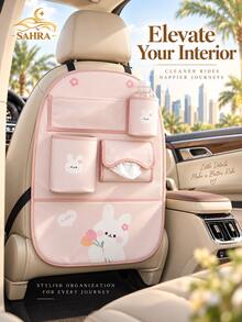 SAHRA 1pc Cute Cartoon Car Seat Back Storage Bag, Multifunctional Car Trash Can, Creative Car Interior Storage, Car Seat Back Kick Mat, Vehicle Decoration - Multi-color - View 4