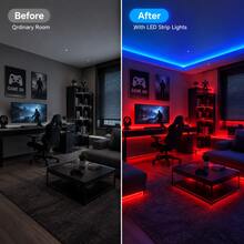 Multi-Color RGB LED Tape Light, 44 Keys Remote Controller, USB Powered, Self-Adhesive Cuttable Strip, Ideal For Halloween, New Year, Bar & Room Ambient Lighting - 44KEY 3535 - View 6