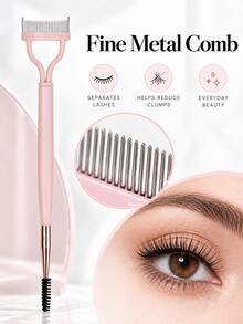 2-In-1 Eyelash Comb & Lash Separator Tool, Stainless Steel Mascara Comb With Eyebrow Spoolie, Dual-Ended Lash Brush For Clump Removal, Defined Lashes, Reusable Eye Makeup Grooming Tool For Daily Travel - Multicolor - View 7