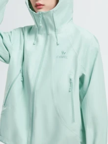 CAMEL CROWN Jaket Outdoor Wanita Satu Lapisan, Nyaman, Tahan Air, dan Ringan untuk Mendaki Gunung. - Kabut garam biru - View 3