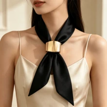 Minimalist Smooth Asymmetrical Metal Scarf Buckle, Versatile Scarf Shawl Fixing Clip For Women, Light Luxury Clothing Accessory - A - View 4