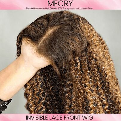 MECRY Frontal Weaves 26 Inch Long Deep Curly Frontal Brazilian Hair Human Glueless Hair Wig 13x4 HD Lace Front Wigs Wet And Wavy Lace Frontal Wigs Pre Plucked Human Lace Hair Front Wigs For Women 180% Thick Density Real Hair