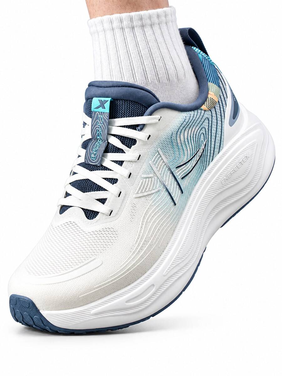 XTEP New Men's Cloud 5.0 Breathable Mesh Comfortable Cushioning Training Running Shoes - White/Blue-green - View 1